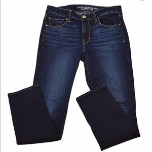 AEO Dark Wash Super Stretch Skinny Jeans, Size 12